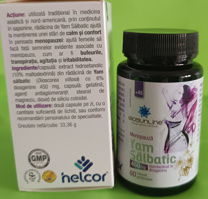 YAM SALBATIC 450 mg – solutia in menopauza, 60 capsule, BioSunLine Helcor [2]