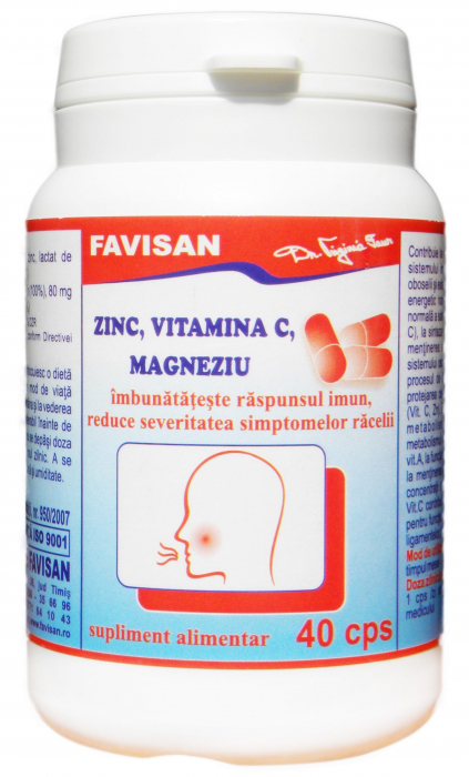 Zinc, Vitamina C si Magneziu 40 capsule, FAVISAN [1]