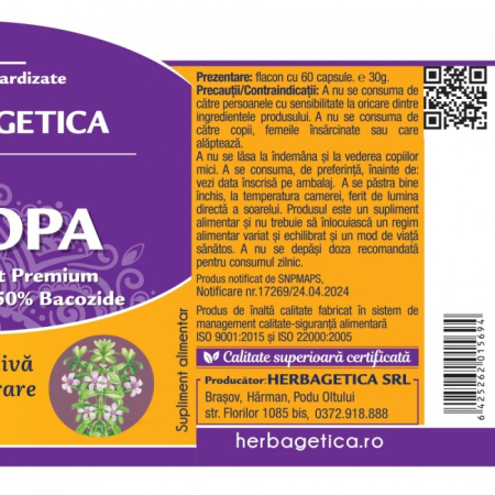 BACOPA MONNIERI 500mg Herbagetica la Nana Plafar [2]