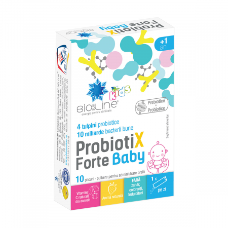 SUPLIMENTE-capsule si lichide - Probiotix Forte Baby – pentru copii de la 1 an, 10 plicuri, BioSunLine