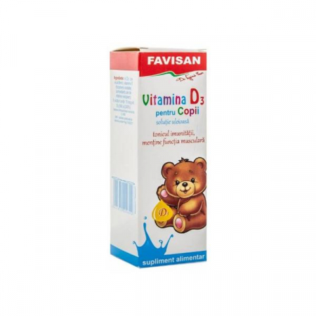 SUPLIMENTE-capsule si lichide - VITAMINA D3, copii 1-12 ani, 30 ml, favisan la Nana Plafar