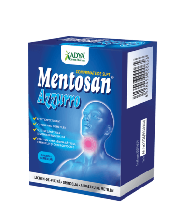 remedii dureri gat - MENTOSAN AZZURRO comprimate de supt Adya Green Pharma