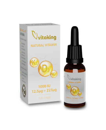 vitamine - Vitamina D3 + K2 + K1 în ulei MCT ulei de cocos 10ml (320 picaturi) Vitaking