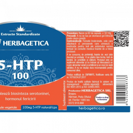 5-HTP 100mg ANTISTRES  Herbagetica  la Nana Plafar [2]