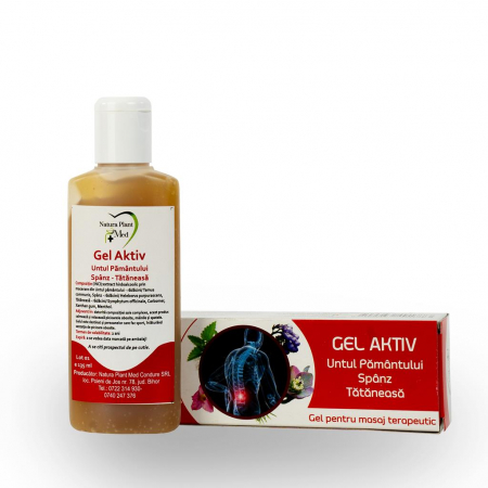 dureri articulatii uz extern - GEL AKTIV cu UNTUL PAMANTULUI, SPANZ, TATANEASA, 135ml, Natura Plant