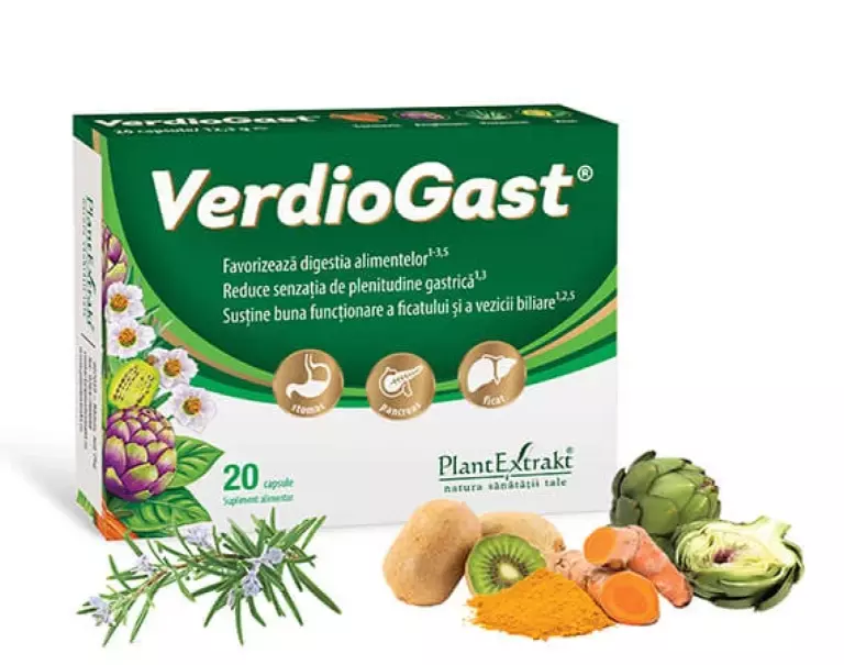 sanatatea sistemului gastrointestinal - VerdioGast® - Enzime Digestive 20 capsule PlantExtrakt la Nana Plafar