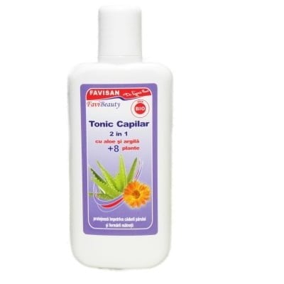 COSMETICE - Tonic CAPILAR 2 in 1, cu Aloe, Argila, extracte din 8 plante,  125 ml, favisan