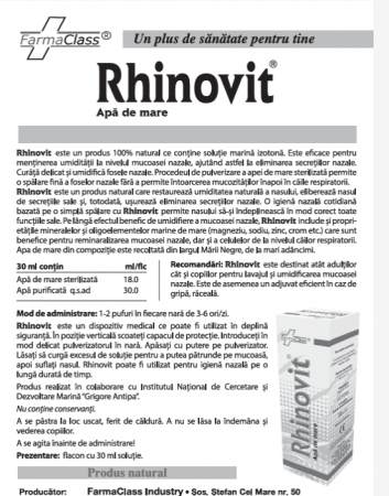 SPRAY NAZAL RHINOVIT CU APA DE MARE, 30ml, FarmaClass [1]