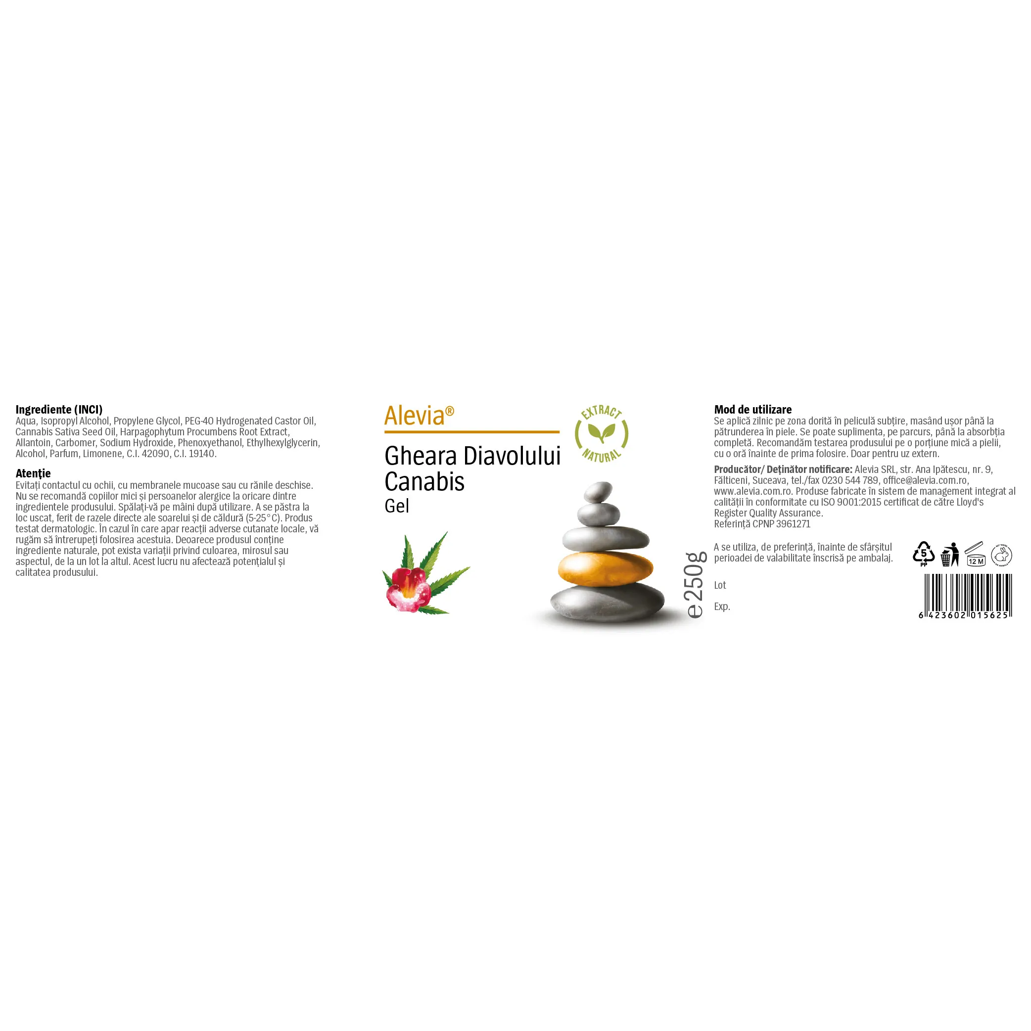 GEL GHEARA DIAVOLULUI CANABIS 250 ml Alevia la Nana Plafar [1]