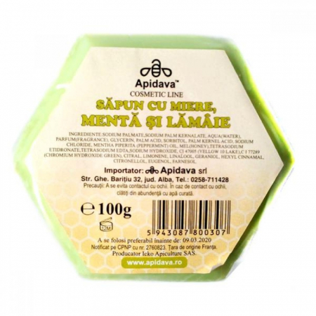 sapunuri - Sapun cu Miere, Menta si Lamaie, 100gr - APIDAVA