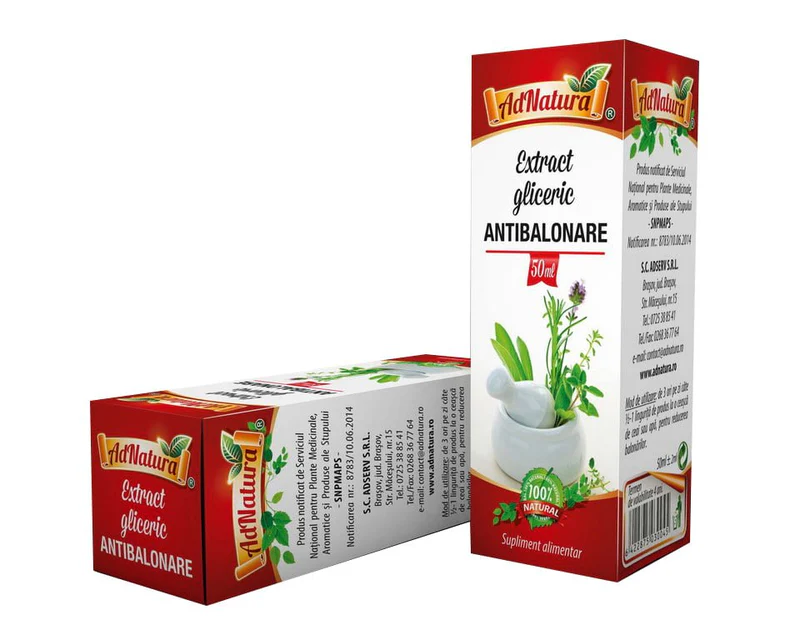 SUPLIMENTE PENTRU ADULTI - ANTIBALONARE ANTICOLESTEROL EXTRACTE GLICERICE fara ALCOOL 50ML AdNatura la nana Plafar