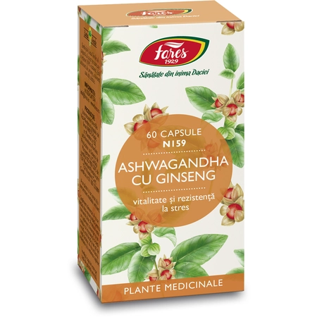 Ashwagandha cu ginseng, 60 capsule, Fares la Nana Plafar