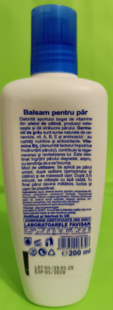 Balsam BIO pentru Par, cu Ulei de Catina, Vit B5, 200ml, Favisan [1]