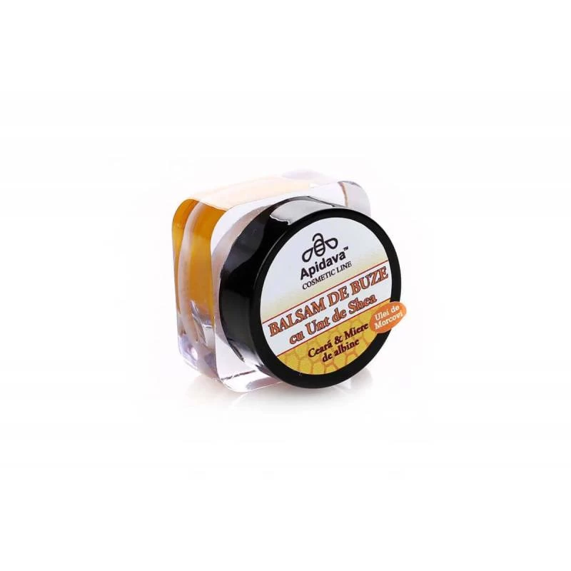 ingrijire buze - BALSAM de BUZE cu Miere, Ceara de albine, Unt de Shea, Ulei de morcovi, 10ml, Apidava