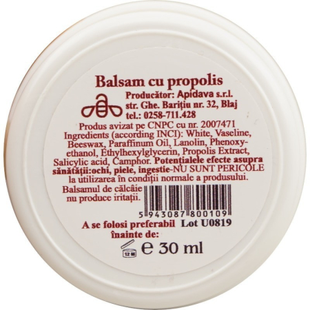 Balsam de calcaie cu Ceara de albine, extra-Propolis, Ulei de cimbru şi camfor, 30ml - APIDAVA la Nana Plafar [1]