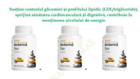 BERBERINA Duo cu Piperina 400mg, 60 capsule vegetale, Alevia la Nana Plafar [3]