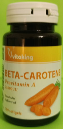 Betacaroten natural, 25000 UI, 100 capsule gelatinoase, Vitaking [2]