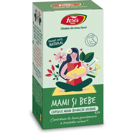 BIOMICIN URINAR Mami si Bebe A29, femei însărcinate și mămici care alăptează, 30 capsule, Fares