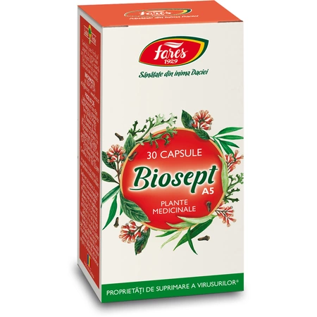 infectii tract respirator superior - Biosept, A5, 30 capsule, Fares