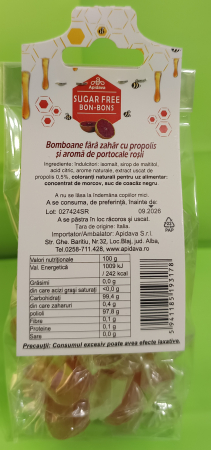 BOMBOANE cu Propolis şi Portocale rosii fara zahar, 70gr, Apidava la Nana Plafar [2]
