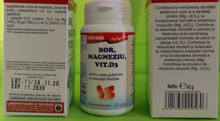 BOR, Magneziu, Vitamina D3, 70 capsule, Favisan [2]