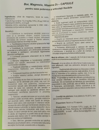 BOR, Magneziu, Vitamina D3, 70 capsule, Favisan [3]