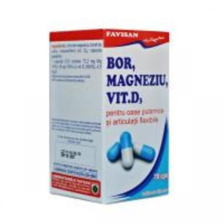BOR, Magneziu, Vitamina D3, 70 capsule, Favisan