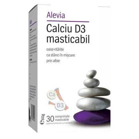 articulatii si sistemul osos copii - Calciu D3 masticabil, 30 comprimate, Alevia