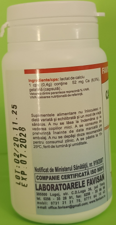 Calciu lactat, 70 capsule, Favisan [2]