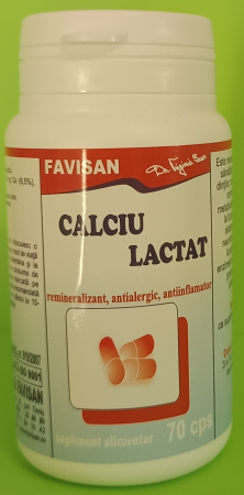 SUPLIMENTE PENTRU ADULTI - Calciu lactat, 70 capsule, Favisan