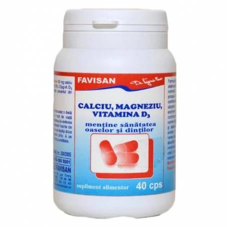 sanatatea dintilor - Calciu, Magneziu, Vitamina D3, 40 capsule, Favisan