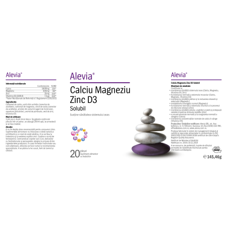 CALCIU MAGNEZIU ZINC D3 SOLUBIL, 20 plicuri, Alevia la Nana Plafar [1]