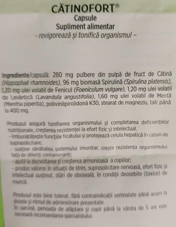 CATINOFORT cu CATINA si SPIRULINA, 60 capsule, Hofigal la Nana Plafar [1]