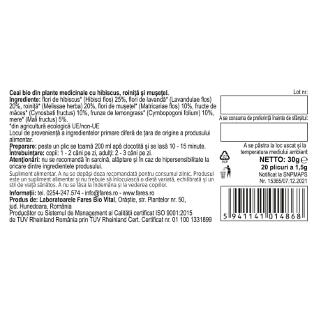 CEAIURI BIO 20 plicuri cu anvelopa, Fares la Nana Plafar [1]