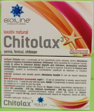 CHITOLAX LAXATIV NATURAL DIN PLANTE, 30 comprimate, BioSunLine Helcor  la Nana Plafar [1]