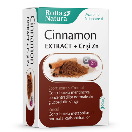 Colesterol si Trigliceride - CINNAMON EXTRACT+CROM SI ZINC, Rotta Natura la Nana Plafar