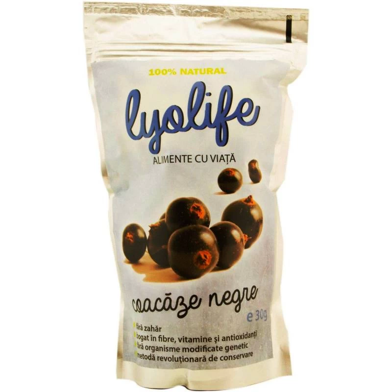 PRODUSE ALIMENTARE - Coacaze Negre liofilizate 30g, Lyolife