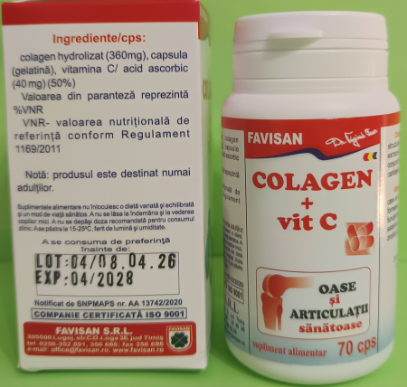 Colagen + Vitamina C Favisan, 70 capsule [2]