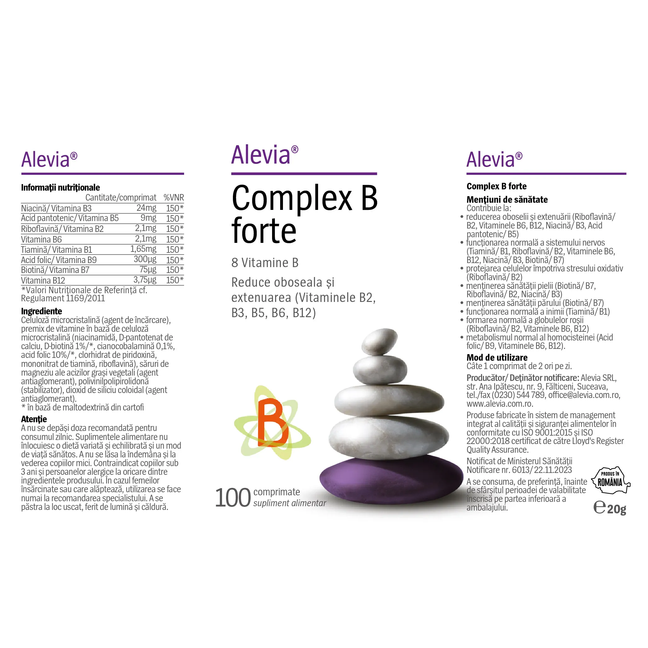 Complex B, 30 comprimate, Alevia la Nana Plafar [3]