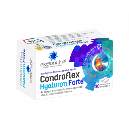 CONDROFLEX HYALURON FORTE cu Acid Hialuronic si Colagen, 30 comprimate, BioSunLine Helcor  la Nana Plafar
