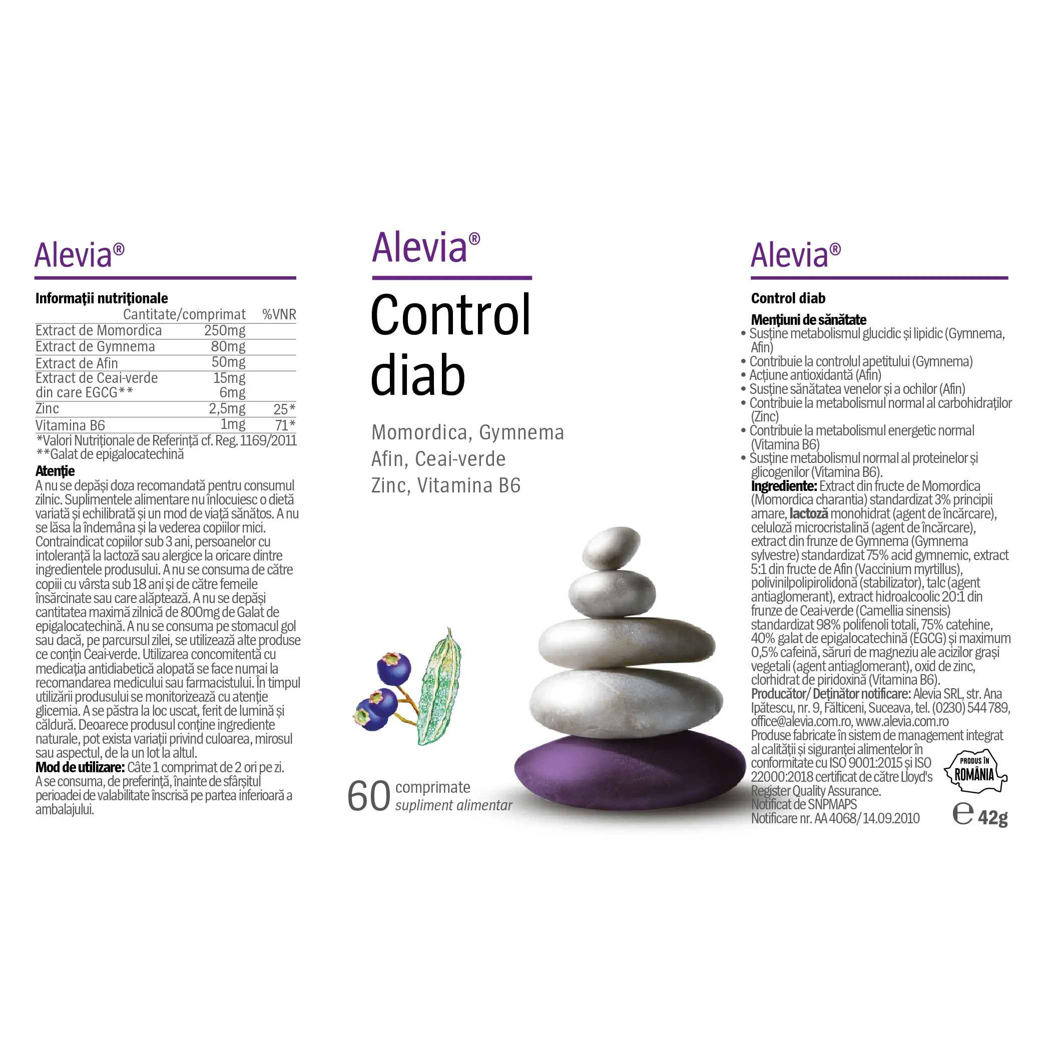 CONTROL DIAB, normalizare glicemie, 60 capsule Alevia [2]