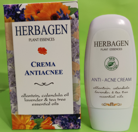 CREMA ANTIACNEE BIO cu: Alantoina, ulei de Galbenele si Lavanda, 50gr, Herbagen la Nana Plafar