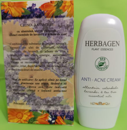 CREMA ANTIACNEE BIO cu: Alantoina, ulei de Galbenele si Lavanda, 50gr, Herbagen la Nana Plafar [1]
