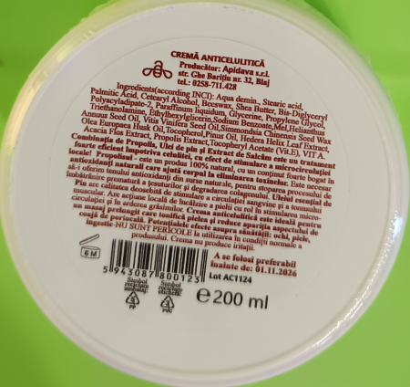 Crema anticelulitica cu Unt de Shea, 200ml - APIDAVA la Nana Plafar [1]