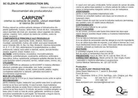 CREMA cu extracte de plante, uleiuri esentiale si rasina de conifere CARPIZIN, 50ml, ElzinPlant la Nana Plafar [2]