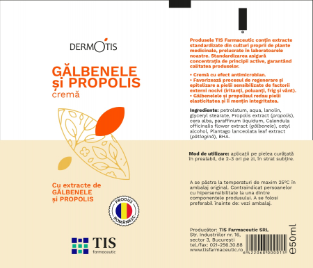 CREMA cu GALBENELE si PROPOLIS DermoTis, 50 ml, TIS Farmaceutic [1]