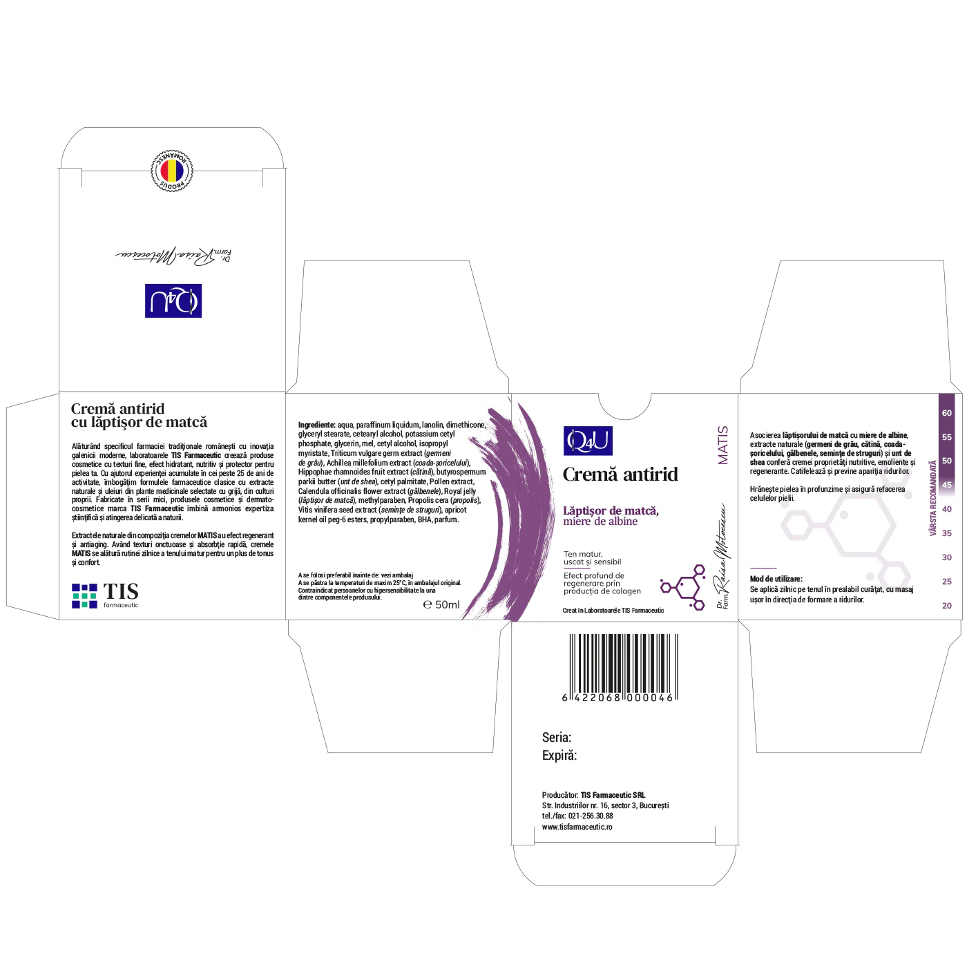 CREMA de FATA ANTIRID cu LAPTISOR de MATCA, MIERE de ALBINE 50ml, TIS Farmaceutic la Nana Plafar [1]