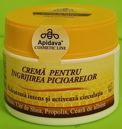 Crema de picioare cu Miere, Unt de Shea, Propolis, Ceara de albine, 50ml - APIDAVA  la Nana Plafar [1]