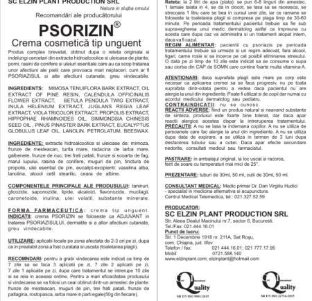 Crema ingrijire piele PSORIZIN, 50 ML - ELZINPLANT la Nana Plafar [1]