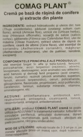 CREMA pe baza de Rasina de Conifere si Extracte din Plante COMAG PLANT, 50ml ELZIN PLANT la Nana Plafar [2]